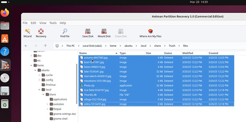 Hetman Partition Recovery: مجلد سلة المحذوفات للنظام